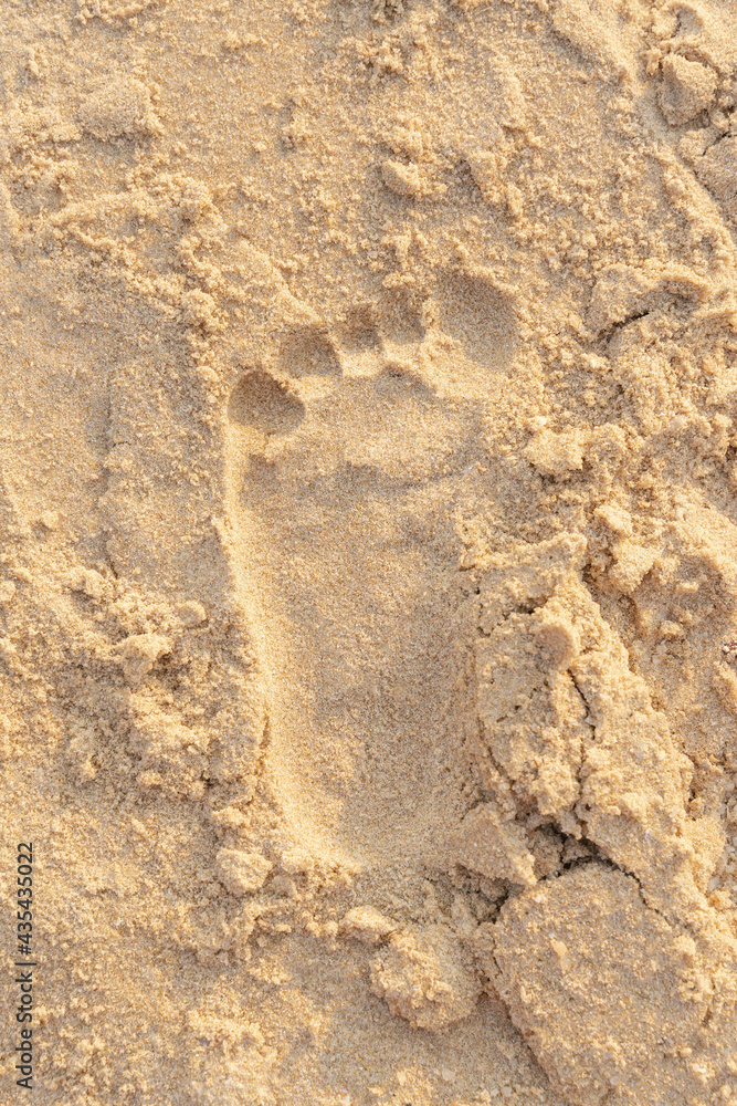 Beach sand footprint ocean coast sea. Close-up. Beach sand footprint ocean coast sea. Close-up.