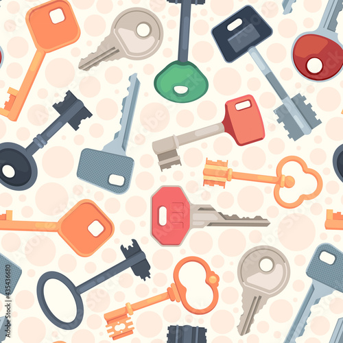 Keys pattern. Protection security symbols steel keys seamless background for textile design projects garish vector locks collection