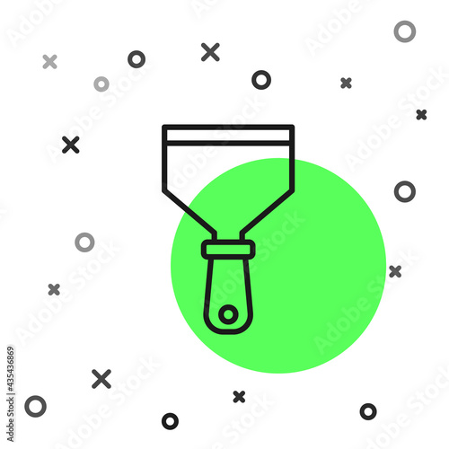 Black line Putty knife icon isolated on white background. Spatula repair tool. Spackling or paint instruments. Vector
