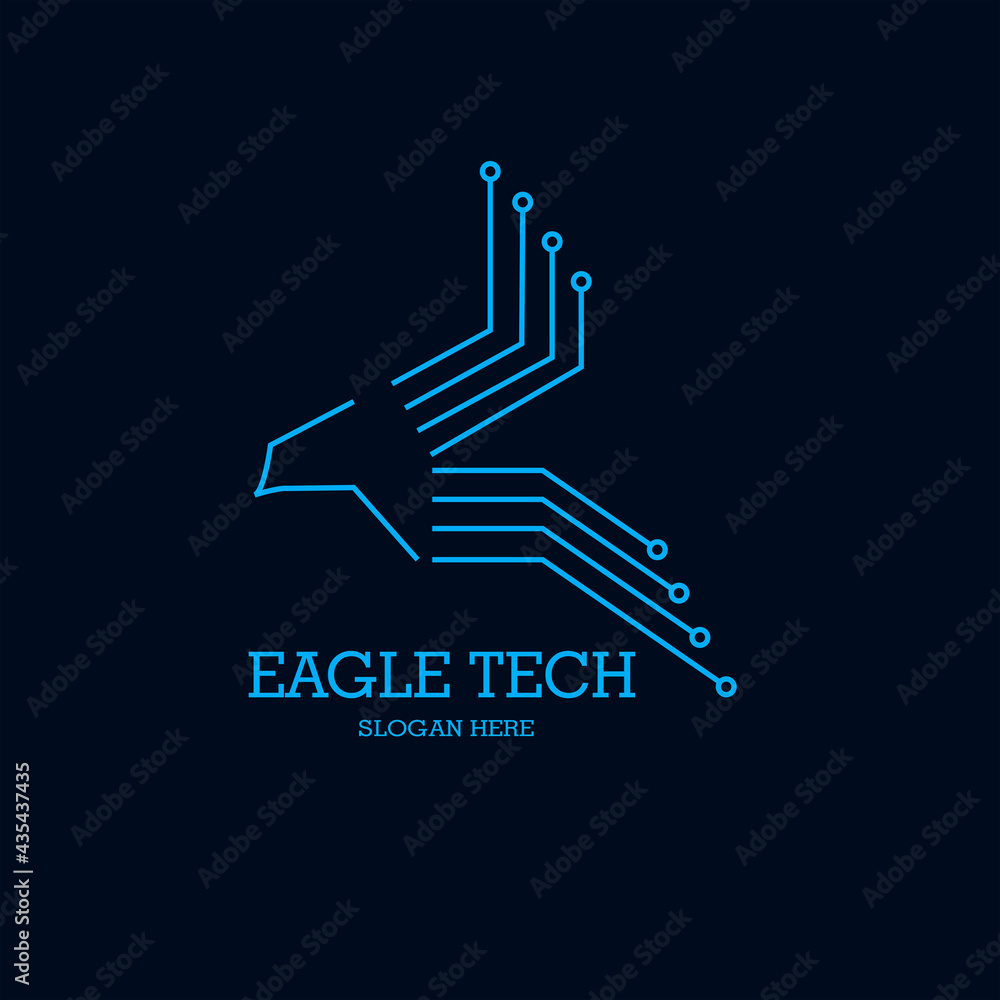Eagle tech circuit logo with unique and modern style, This logo is suitable for companies dealing with technology, security and something related to it. Eagle tech circuit logo with unique and modern style, This logo is suitable for companies dealing with technology, security and something related to it.