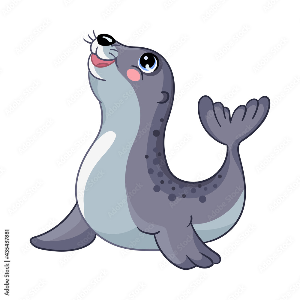 Funny cute happy seal vector isolated illustration Funny cute happy seal vector isolated illustration