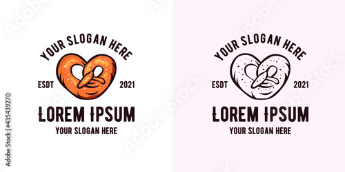 Pretzel vector logo design. Perfect for homemade baking sign, cafe, packaging, cooking.