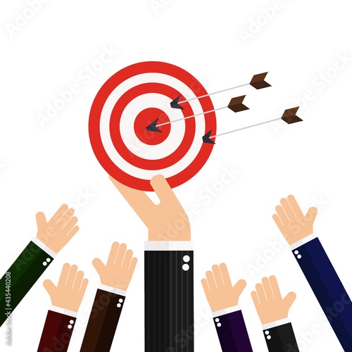 Hand of businessman hold target with arrow