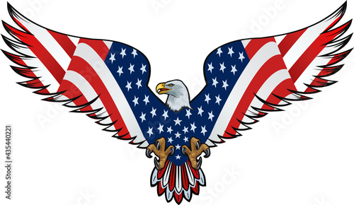 Canvas-taulu American eagle with USA flags