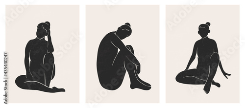 Trendy contemporary abstract matisse geometric woman composition