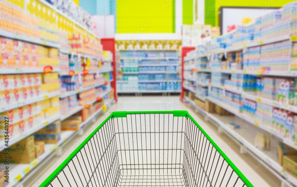 shopping cart in supermarket shopping cart in supermarket