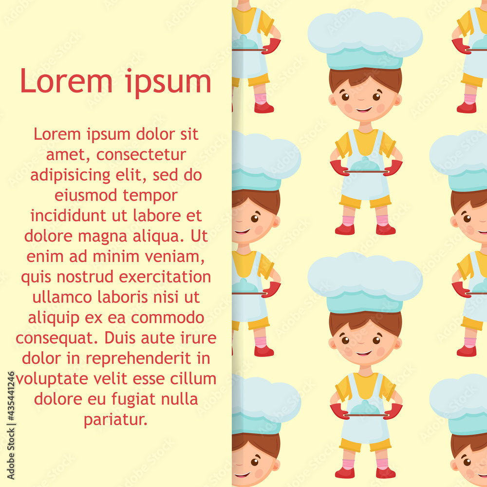 Seamless pattern of chef vector illustration on isolated background. Pattern baker boy. Seamless pattern of cook illustration of a boy on background. Seamless pattern of chef vector illustration on isolated background. Pattern baker boy. Seamless pattern of cook illustration of a boy on background.