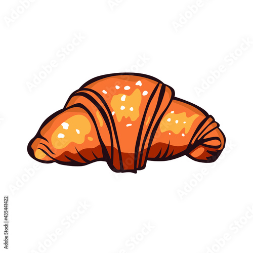 Vector illustration of French croissant isolated on white background. 