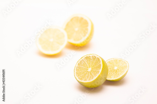 lemon slices on white