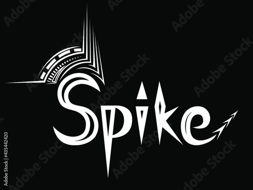 stylized image of the word "spike" in white and black colors for prints on T-shirts and other clothes, as well as for decoration and logos