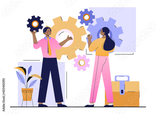 Business partners combine skills and knowledge