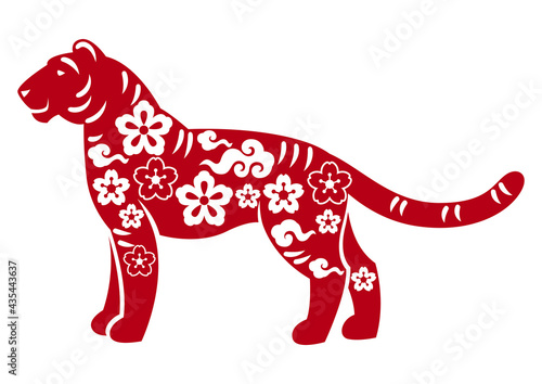 Illustration of tiger oriental symbol of 2022. Happy Chinese New Year lunar calendar animal.