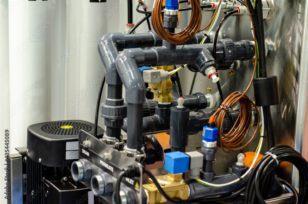 Obraz premium Reverse osmosis systems with water rotameter .