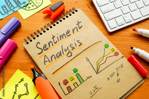 Sentiment analysis for positive and negative mentions in charts and graphs. photo
