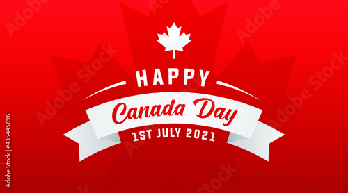  happy Canada day 1st July 2021 modern banner, sign, design concept, social media post, template with white text on a red background. 
