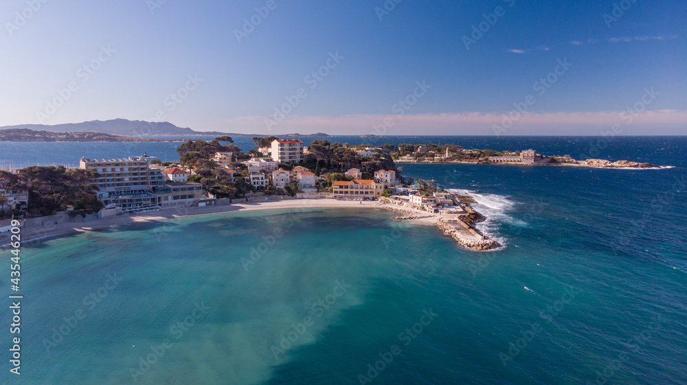 aerial view of bay in the south of france