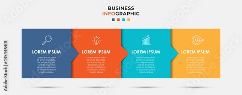 Vector Infographic label design business template with icons and 4 options or steps. Can be used for process diagram, presentations, workflow layout, banner, flow chart, info graph