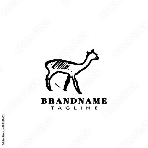 cute alpaca logo template icon vector illustration