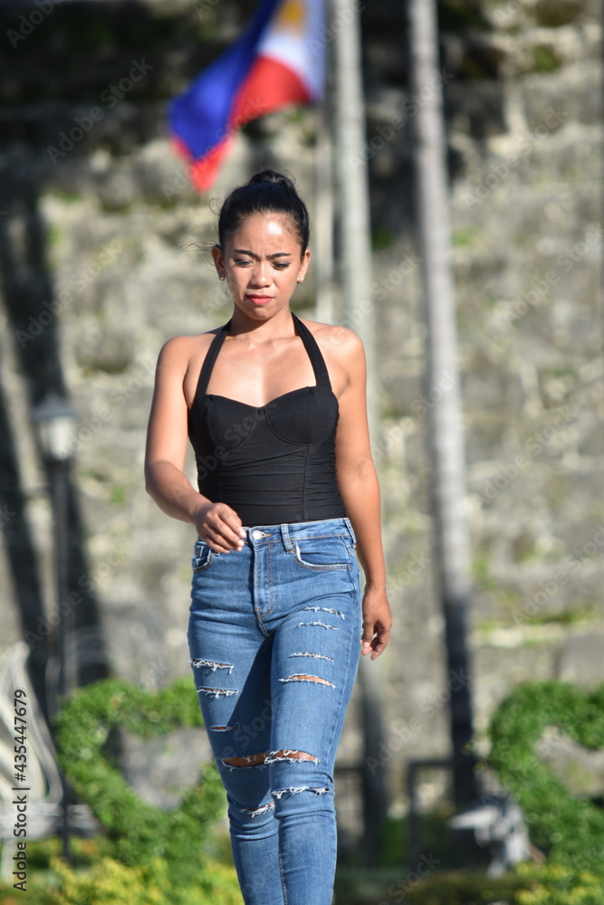 A Filipina Woman And Depression Walking A Filipina Woman And Depression Walking