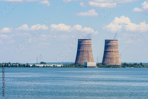 Принти на полотні Cooling towers of Zaporizhzhia Nuclear Power Station near the city Enerhodar, Uk