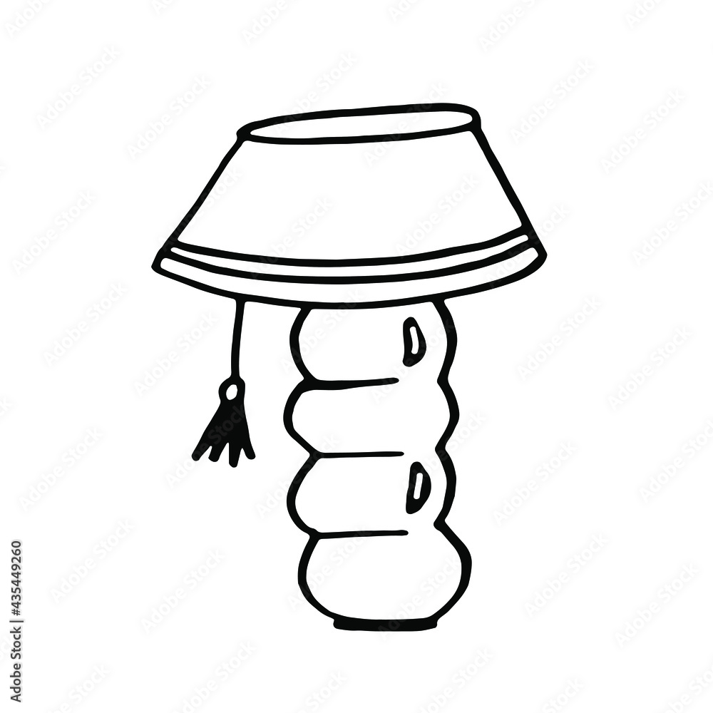 Doodle vector.Line art 
table lamp.Hand drawn doodle table lamp.