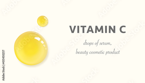 Oil serum fluid drops isolated 3d realistic vector illustration. Concept moisturizing facial vitamin C essence skincare product on pastel background