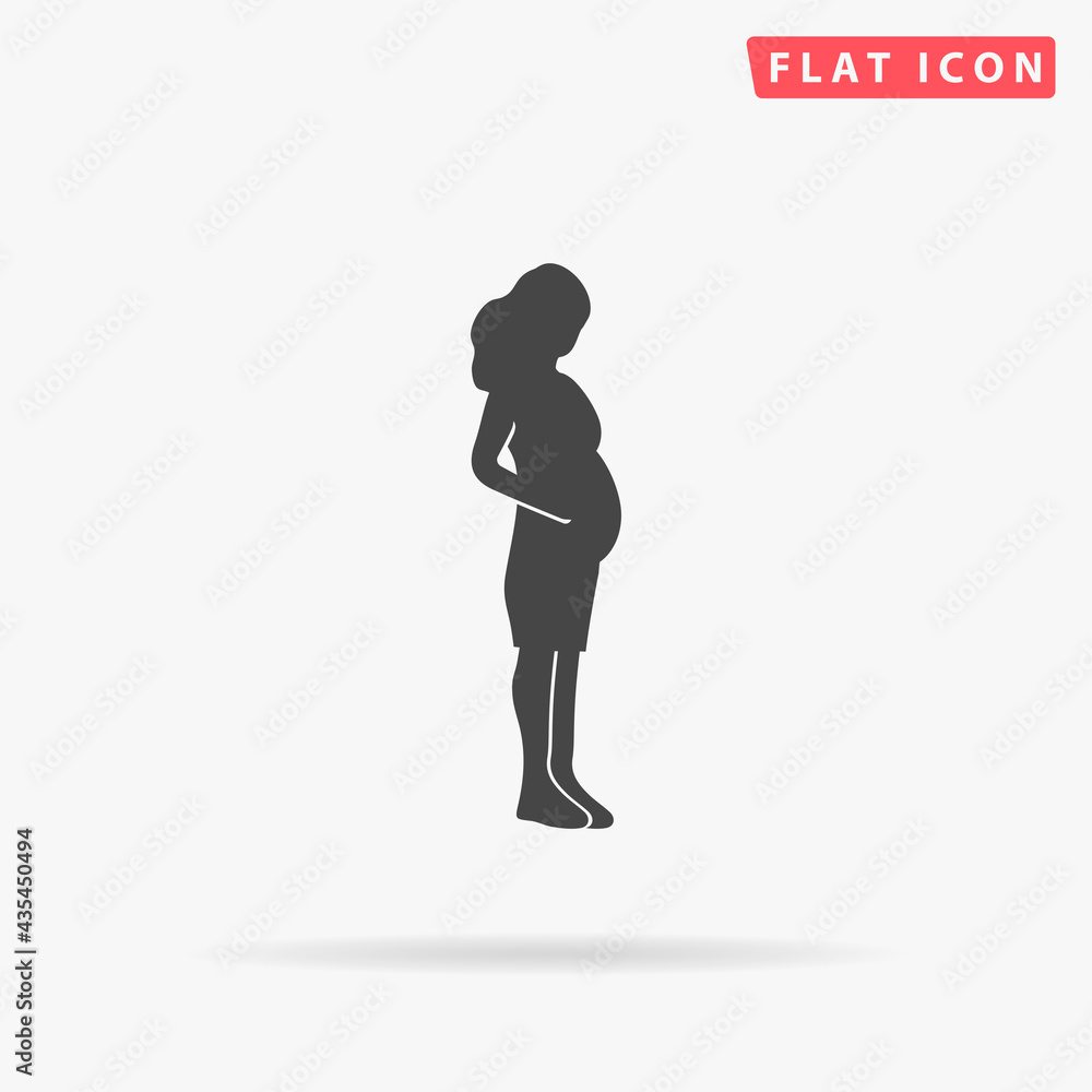 Pregnant Woman flat vector icon. Hand drawn style design illustrations