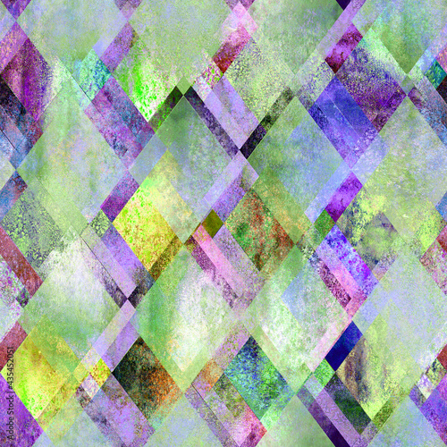 Diamond shapes seamless background. Watercolor colorful abstract mosaic diamonds texture