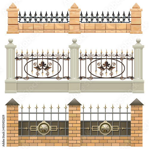 Vector Metal Fence Set 3