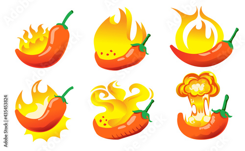 The symbol hot and dangerous ingredients for Describe the irritation made from chili peppers in delicious food product.