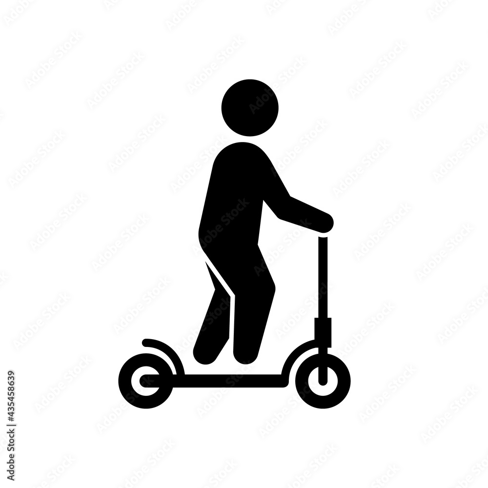 Person on scooter glyph icon isolated on white Person on scooter glyph icon isolated on white