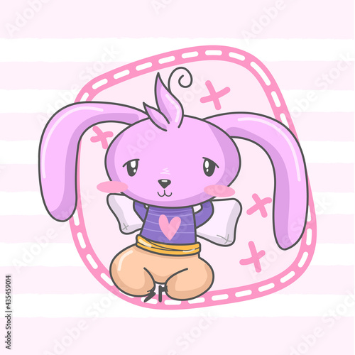 Cute pink bunny trying to sleep