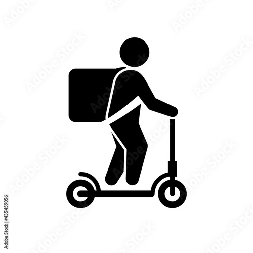 Courier on scooter glyph icon isolated on white