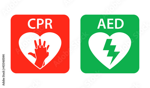 CPR and AED icon set. Clipart image isolated on white background