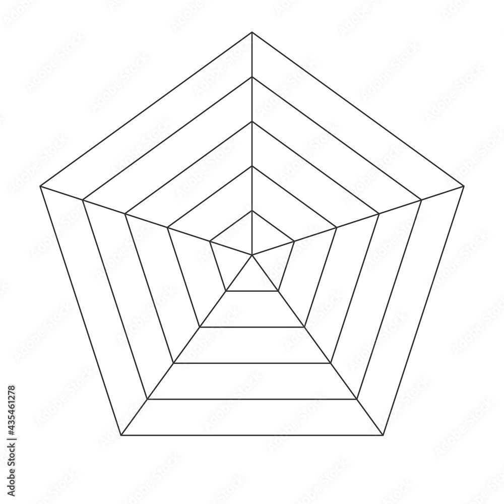 5S blank pentagon radar chart template. Clipart image - obrazy, fototapety, plakaty 