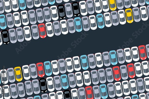 Car factory parking - vector illustration