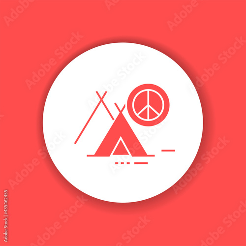 Peace camp glyph color icon. Anti war movement.