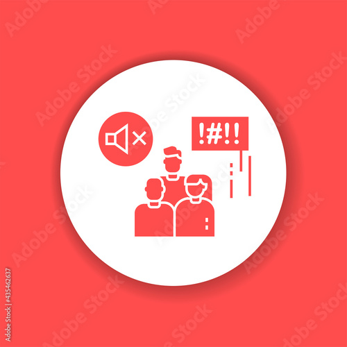 Silent protest glyph color icon. Non verbal communication.