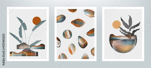 Abstract illustration with pebbles. Stones with different textures.	