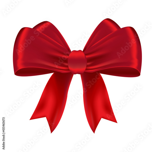Red bow isolated on white background. Vector.