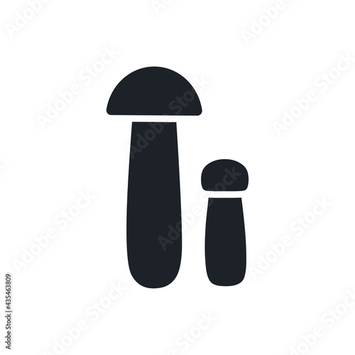 Orange cap boletus silhouette. Black isolated silhouettes. Fill solid icon. Modern glyph design. Vector illustration. Mushrooms. Food ingredients.