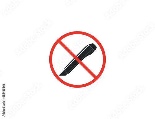 Do not cut, knife, warning icon. Vector illustration.