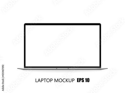 Realistic laptop mockup. Notebook with blank screen and copy space. Vector eps 10.