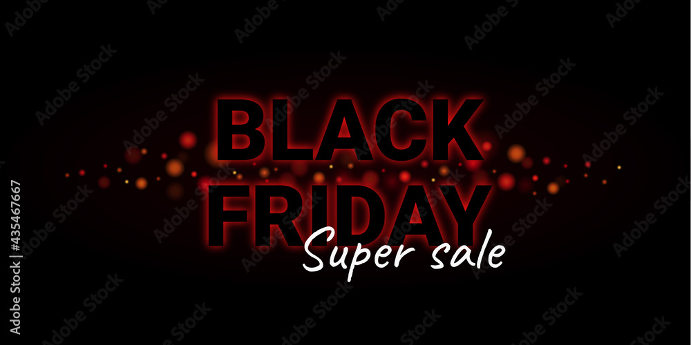 Black friday Super sale. Pattern with a garland.  Horizontal web banner. Web poster. Vector illustration