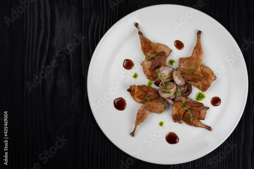 Roasted quails with vegetable