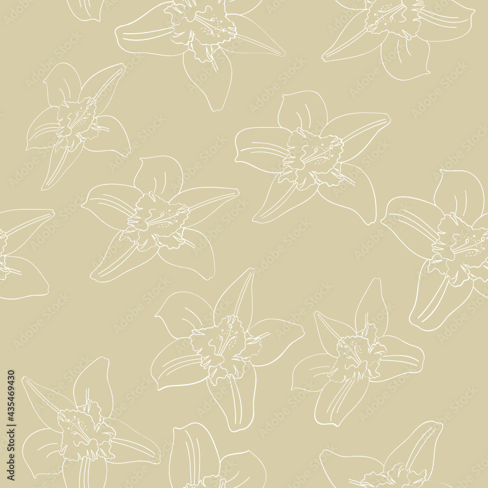 vanilla flower vector seamless pattern