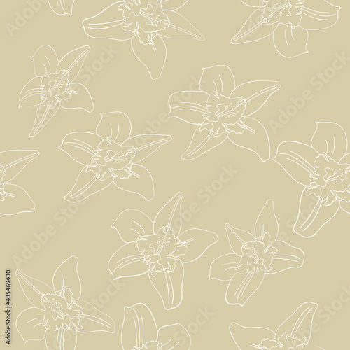 vanilla flower vector seamless pattern