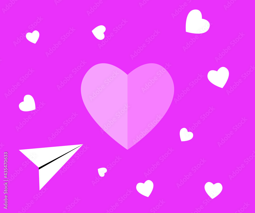 heart on a pink background, a simple image of a heart and a place symbol