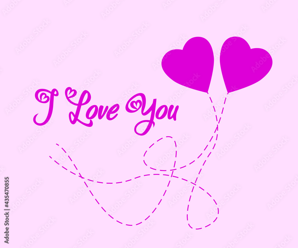 I love you, You and me with hearts vector