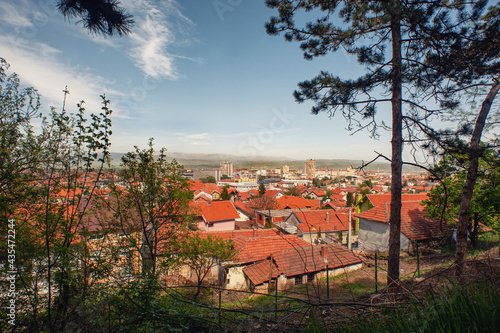 City of Leskovac, panoramic view from the nearby hill Hisar photo